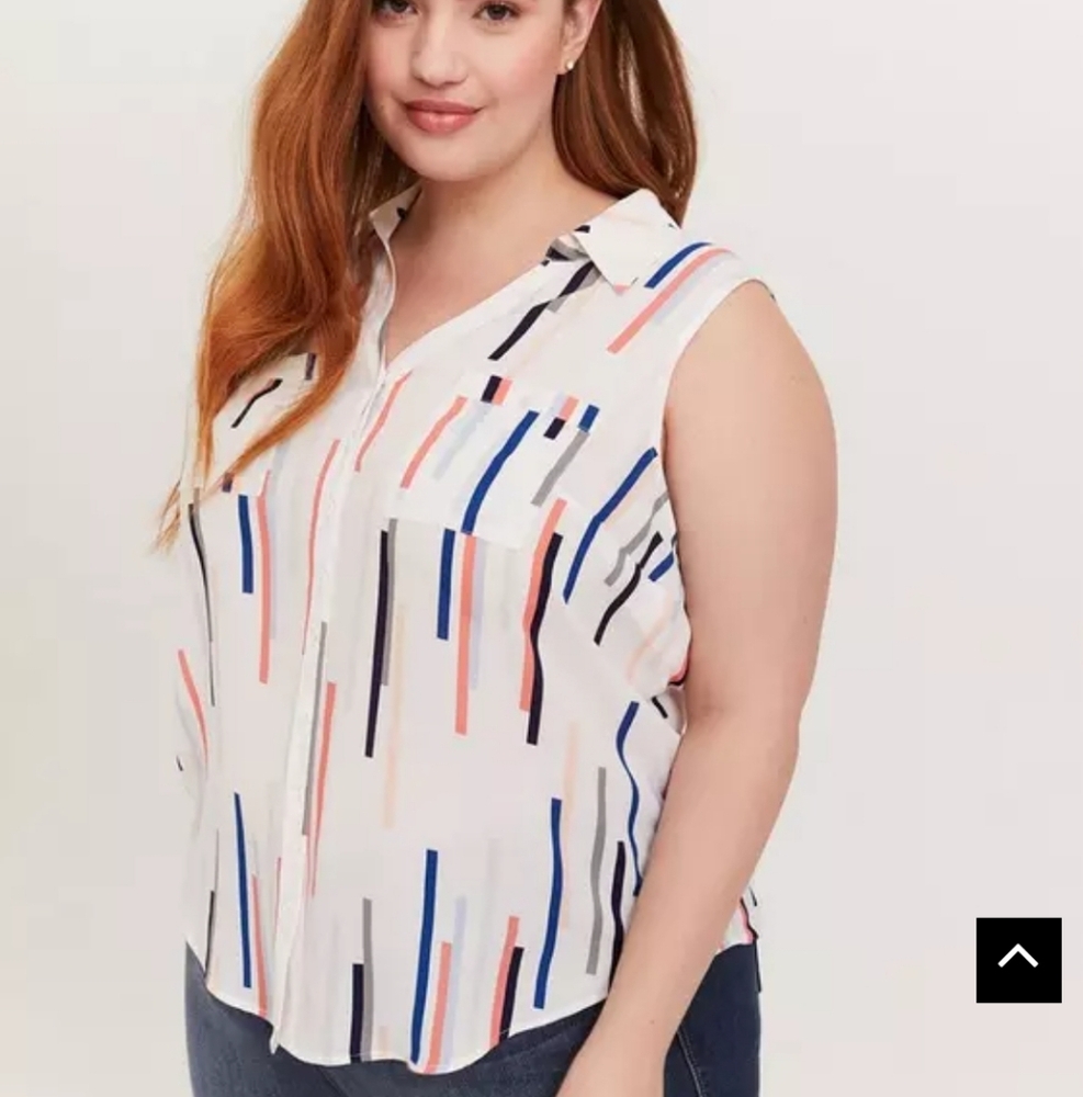 Torrid Madison Sleeveless Georgette Button-Front Blouse Abstract Stripe Size 12 - Picture 2 of 13